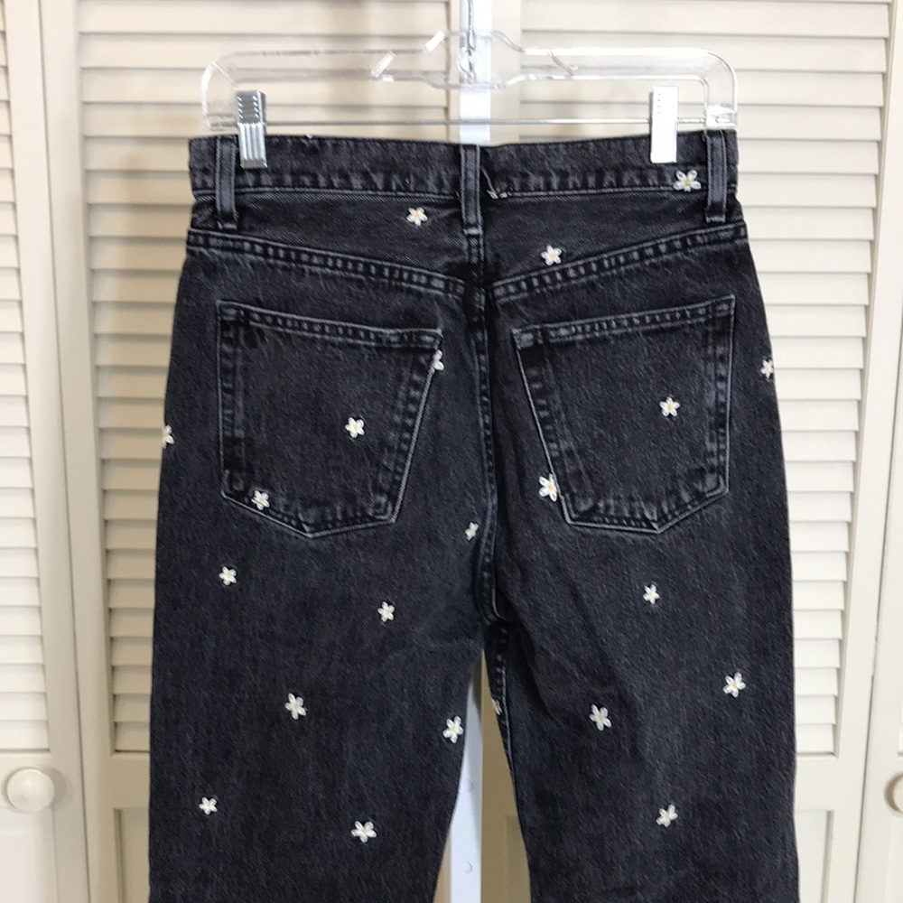 Reformation Cynthia High Relaxed Black Daisy Jeans Size 27 - Picture 9 of 16